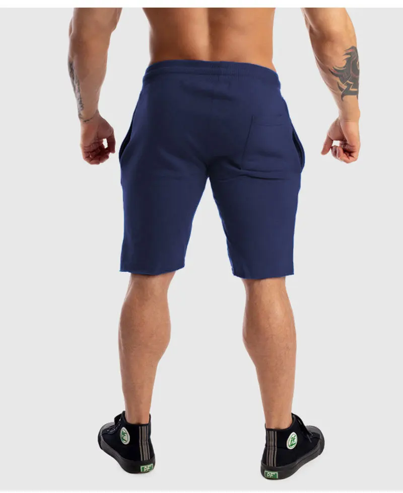 Новые летние брендовые высококачественные мужские хлопчатобумажные шорты бодибилдинг для фитнеса дышащие спортивные пляжные Шорты повседневные спортивные мужские шорты