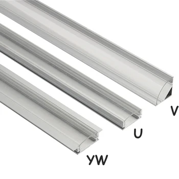 

led bar light housing LED aluminum profile rectangle V U YW shape for strip lights wide cutable with end cap fastening clip