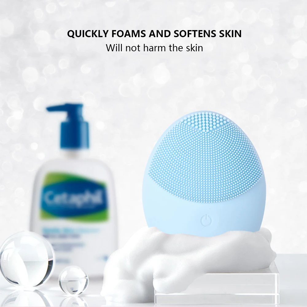 

Electric Cleaner Beauty Face Brush Waterproof Ultrasonic Instrument Silicone Humidifier Pore Cleansing Instrument