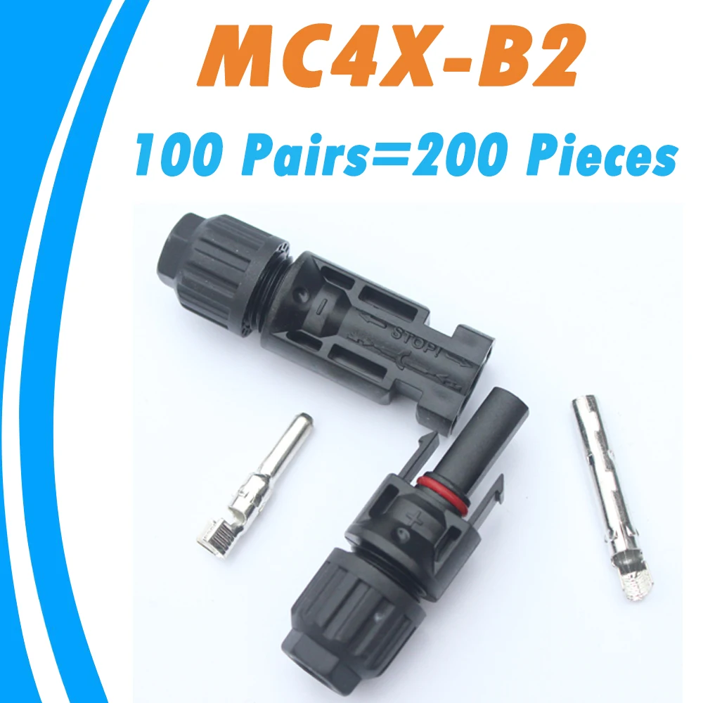 

PowMr 100 Pairs TUV IP67 MC4 Connectors Female Male 2.5 4.0 6.0 mm2 For PV System 30 Years Quality Warranty Solar Panel MC4X-B2
