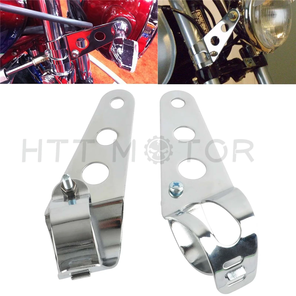 Aftermarket free shipping motorcycle parts Chrome Headlight Mount Bracket Fork Ear Motorcycle Bobber Cafe Racer 28/34mm | Автомобили и