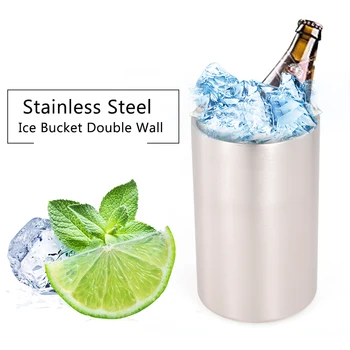 

Beer Ice Bucket Cocktail Shaker Stainless Steel Wine Bucket Double Wall for Wine Bottle Parties Bar