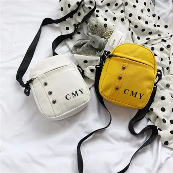 

Canvas women's bag 2020 new fashion bounce di small student literary shoulder messenger bag female