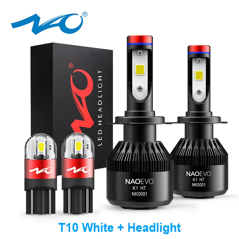 Автомобильные светодиодные лампы NAO H7 H4 H11 HB4 9006 9005 HB3 H1 H8 COB SMD 6000K белый 30 Вт 12 В H3 H13