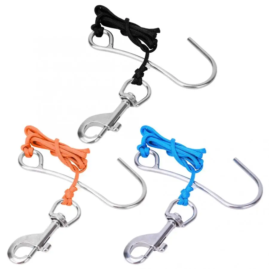 Scuba Diving Drift Hooks with 47inch 120cm Line Stainless Steel Clip