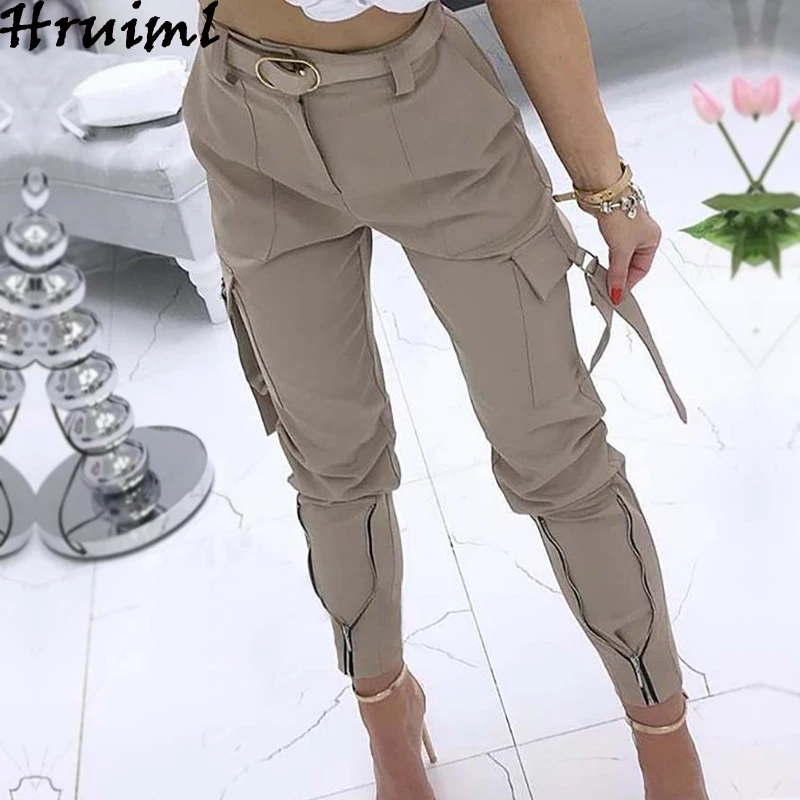 Hot Women Pants Slim Pocket Solid Color Streetwear Pants Female Fashion Casual Plus Size S-5XL Zipper Tie Feet Trousers Women Hot Women Pants Slim Pocket Solid Color Streetwear Pants Female Fashion Casual Plus Size S-5XL Zipper Tie Feet Trousers Women