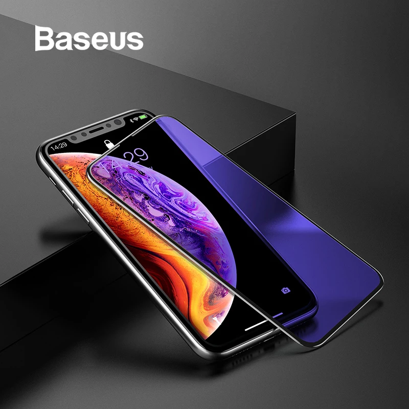 Baseus 0,3 мм защита для экрана телефона для iPhone Xs Max XR полное покрытие закаленное стекло анти-синий светильник Защитное стекло для экрана