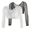 Maternity Net Yarn Bottoming Shirt Slimming Upper Arms Shapers Women Navel Sheer Mesh Sleeves Compression Shirt Chiffon 1