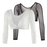 Maternity Net Yarn Bottoming Shirt Slimming Upper Arms Shapers Women Navel Sheer Mesh Sleeves Compression Shirt Chiffon 1