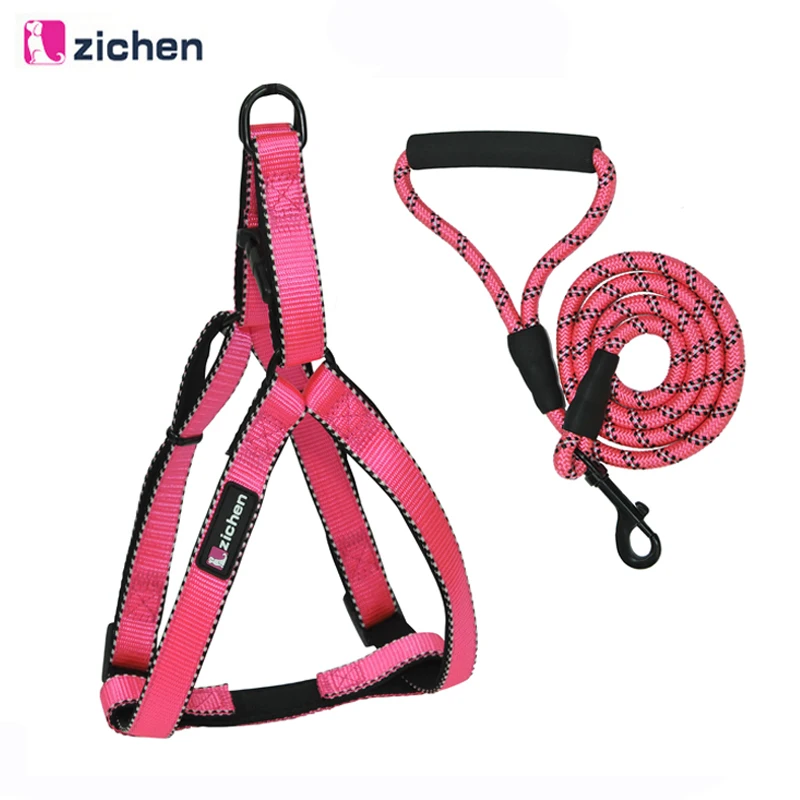 

Zichen Reflective Dog Leash Rope Chest Strap Foam Handle Large Medium for Dog Leash Harness Set Training Walking 4 Colors