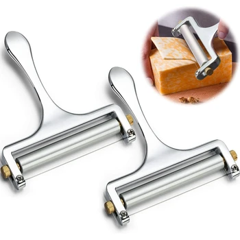

2Pcs Cheese Cutter, Adjustable Thickness Wire Cheese Slicer for Soft, Hard Cheeses Kitchen Cooking Tool