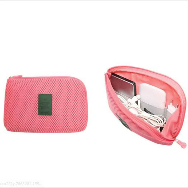 Pink Прямая поставка, дорожные цифровые аксессуары, сумка для хранения, сетка, косметичка, молния, USB кабель, органайзер, сумка, кошелек - Цвет: Pink
