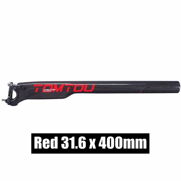 red - 31.6X400mm TOMTOU Gloss 3K Углеволокно Подседельный штырь ломающийся ветровой велосипед подседельная труба для велосипеда 27,2/30,8/31,6*400 мм велосипедные части - Цвет: red - 31.6X400mm