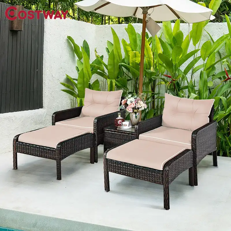 5 Pcs Patio Rattan Wicker Sofa Furniture Set Outdoor Furniture Sturdy Material Steel Frame Garden Chair Set Useful Tea Table Garden Furniture Sets Aliexpress