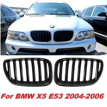 

Pair Matte Black Chrome Front Hood Kidney Sport Grills Grille for BMW X5 E53 2004-2006 Front Bumper Grille Car Styling