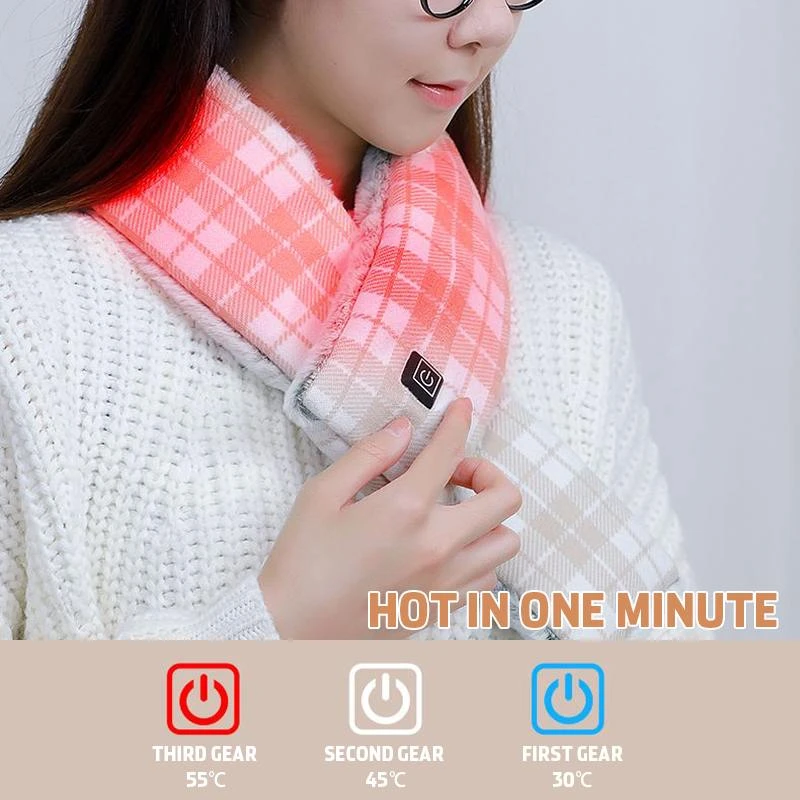 3 Speeds Electric Scarf USB Rechargeable Breathable Heating Wrap Neck Protective