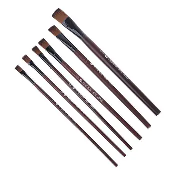 

New Art Artist Supplies 6 Brown Nylon Paint Brushes B95D