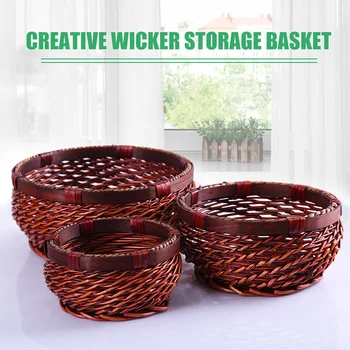 

Flower Fruit Basket Weaving Woven Elegant for Home Garden Wedding Decoration AC889