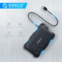 ORICO 2,5 дюймов USB3.0 HDD чехол для наружного водонепроницаемого ударопрочного пылезащитный тройной защиты с крюком жесткий диск коробка для HDD SSD