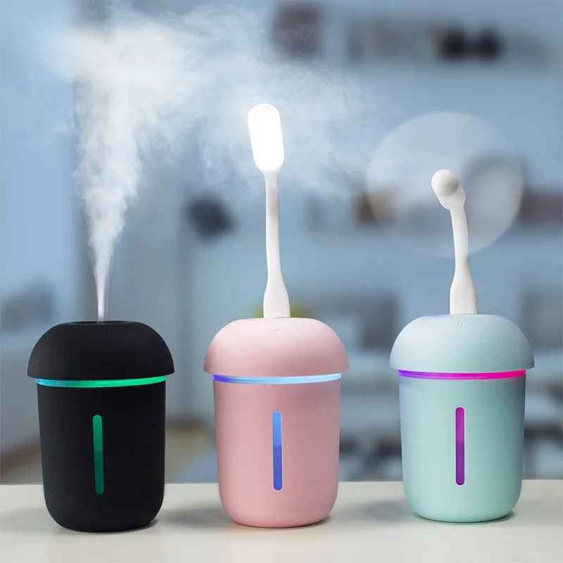  200ML Mushroom Ultrasonic Air Humidifier Aromatherapy Diffuser With Mini USB Fan&LED Lamp Mist Make