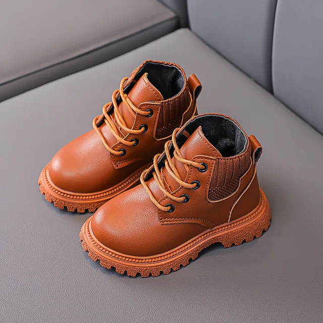 BJYL Kids Shoes for Girl Martin Boots Baby Boys Shoes Children Fashion Booties Leather Soft Bottom Non-slip Toddler Girls Boots Brown 02