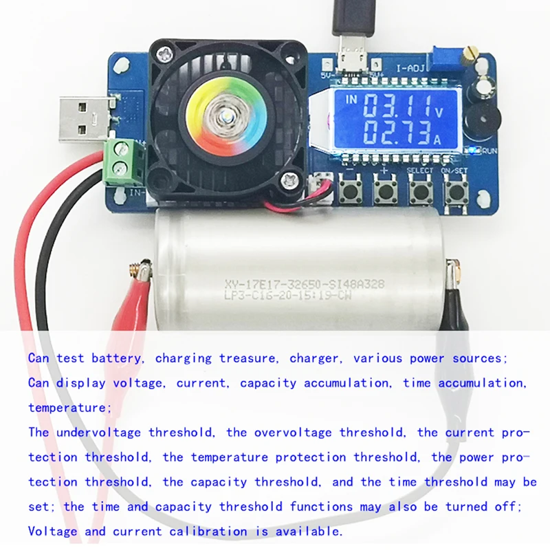 FX25 FX35 25/постоянный ток 35 Вт электронная нагрузка, алюминиевая крышка, 25В 5A USB тестер заряда батареи разрядки Ёмкость метр тестер
