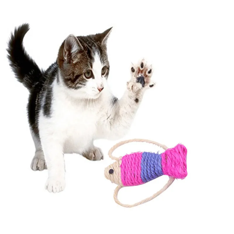 Pet сизаль Веревка Кошка время игры плетеные шарики играть Жевательная погремушка кошачья игрушка рыба и мышь стиль для кошек поставки