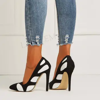 

SEIIHEM Patchwork Women‘s Heels Pumps Dress High Heels Pumps 4 Seasons Unisex Ladies Black White Shoes Woman Big Size 44 45 47