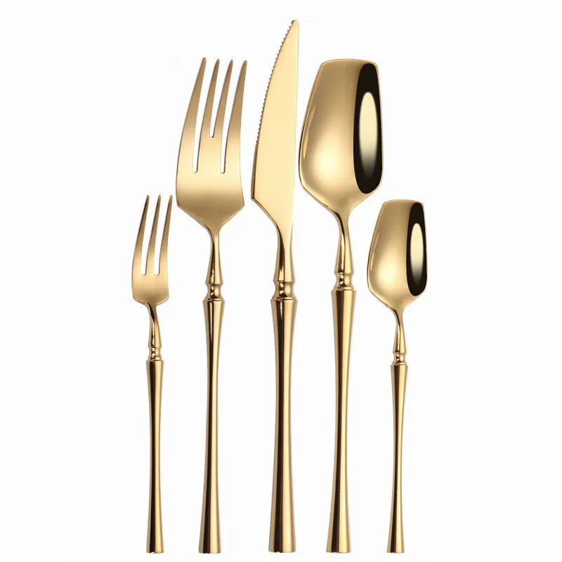 Matte Cutlery Set Gold Forks Spoons Knives Cutlery Set Stainless Steel Silverware with Cake Fork cutlery set western style cutlery set picnic cutlery set stainless steel cutlery set camping cutlery set wooden cutlery set