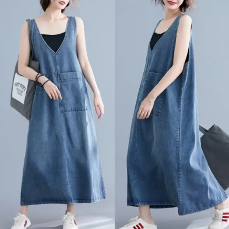 sleeveless denim dress plus size