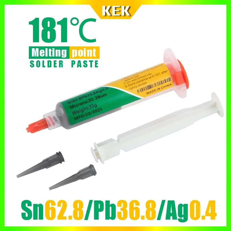 Needle tube solder paste sn62.8pb36.8ag0.4 melting point 181 ℃ SMD welding SMT patch maintenance mobile  components solder paste