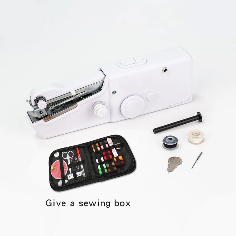Portable Mini Hand Sewing Machine Household Cordless Electric Stitch Needlework Set for Quick Repairs DIY Clothes Stitchin