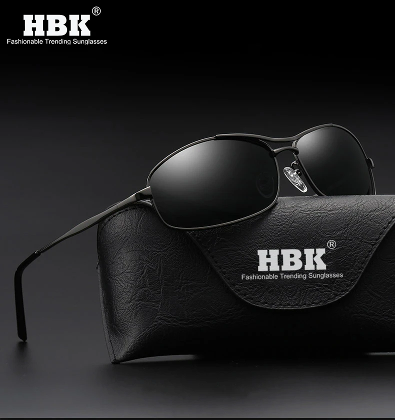 HBK, классические Брендовые мужские солнцезащитные очки из нержавеющей стали, поляризационные линзы, для вождения, рыбалки, солнцезащитные очки, аксессуары для мужчин, UV400