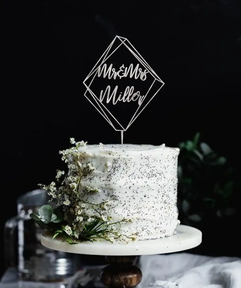 Современные Геометрические топперы для свадебного торта Mr and Mrs Топпер для торта свадебные деревянные топперы для торта современные украшения торта
