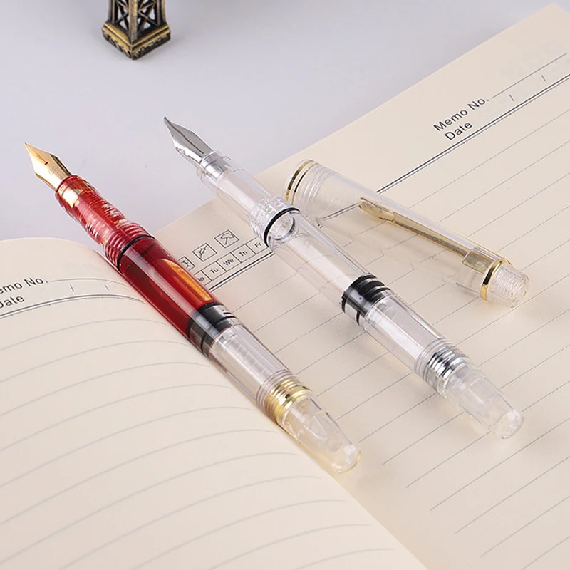 Transparentní píst fontána pero průhledný tuž pero EF F nib extra jemný velký schopnost psaní PR prodej