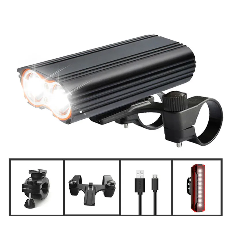 7000Lumen Bike Light Bicycle Headlight Holder Mount USB Rechargeable