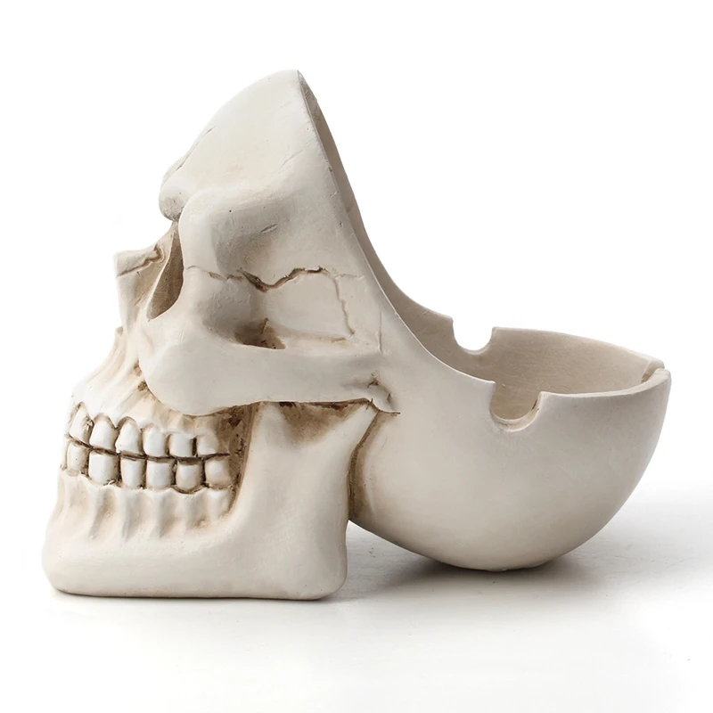 Cigarettes ashtray Skull ashtray tobacco ash box sculpture statue container decoration retro vintage skull home office bar ornament crafts man gift