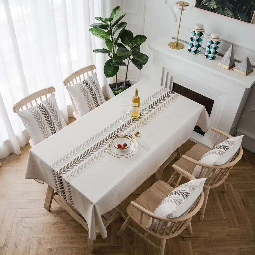 

1Pc Table Cloth Nordic Linen Embroidered Waterproof Tablecloth Oil-proof Kitchen Decoration Table Cover Rectangle Desk Cloth