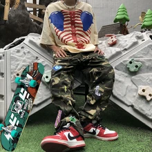 Pantalones vaqueros de Hip Hop para hombre y mujer, jeans sueltos de camuflaje, pantalones de skateboarding, Y2K