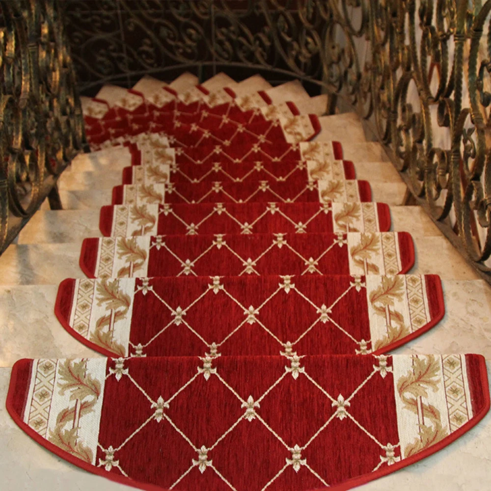 Yazi Современный Цветочный Противоскользящий коврик для лестницы ковер из полиэстера гостиная мягкие лестничные ступеньки ковер синий красный