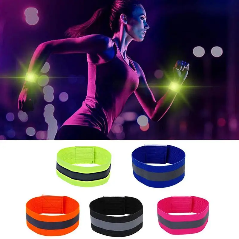 2Pcs Safety Reflective Arm Band Belt Strap for Outdoor Night Running Cycling Sports Reflective Armband