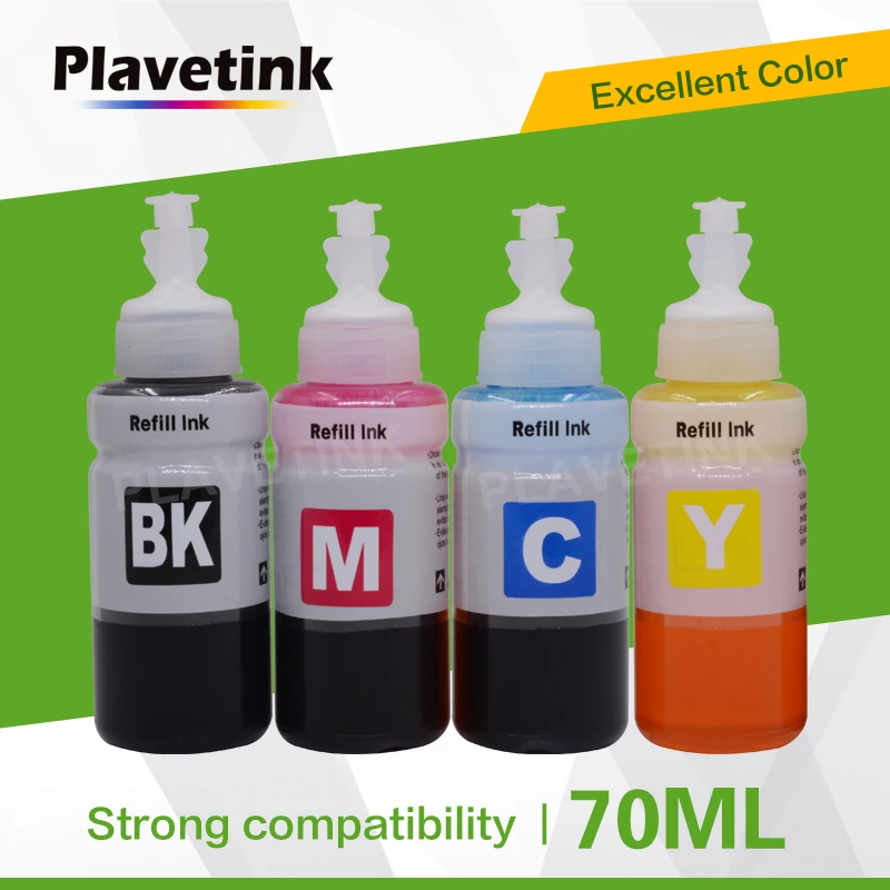 Чернильные чернила Plavetink 70 мл для принтера T6641 T6642 T6643 T6644 картридж Epson EcoTank L1300 L850 L3050