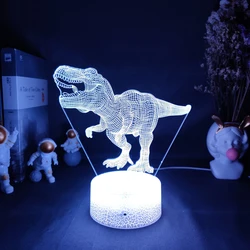 Dinosaur - Themed 3D Acrylic Night Light for Kids' Bedroom Decor - Cute Birthday Gift (Lava Lamp Base)