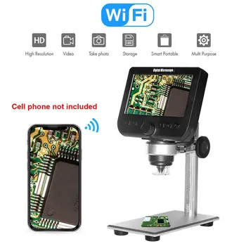 

4.3 Inch HD Digital Microscope Mobile Link Students Lab Rechargeable Battery 8 Leds 1000X Wifi LCD Display Education Ergonomics