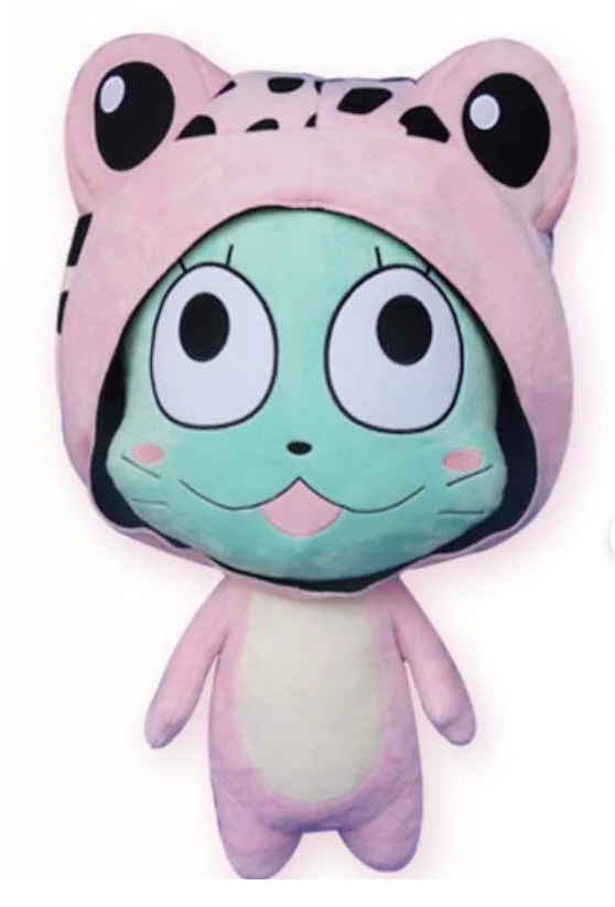 New Cute Japan Anime Fairy Tail Frosch Happy Cat Pink Frog Dress Plush Stuffed Cosplay Pillow Doll 58cm Kids Toys Children Gifts