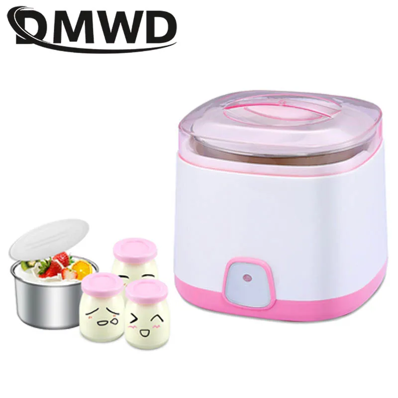 DMWD Automatic Yogurt Maker with 3 Jars DIY Tool Electric Yogurt Maker 15W Kitchen Appliances Stainless Steel Liner EU US