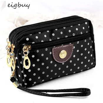 

2020 New Style Canvas Wallet Women's Korean-style Three Zipper Multilayer Wallet High Quality Fabric Phone Bag