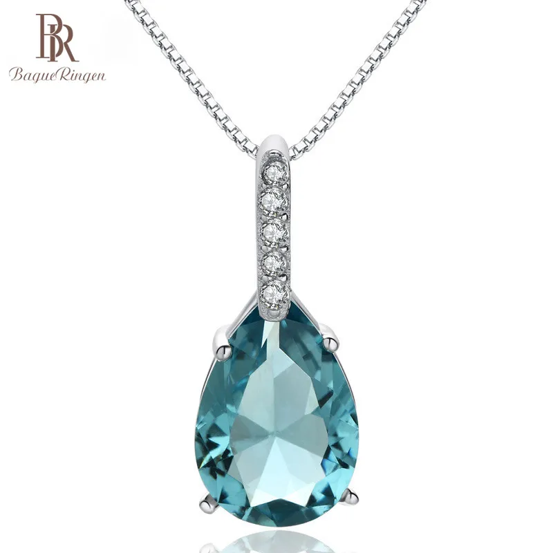Женский кулон с голубым кристаллом Bague Ringen модный в форме капли воды ювелирное