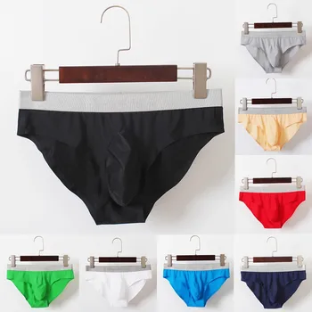 

Men's Pure Color Ice Silk Seamles Underwear Fashionable Sexy Underwear Mens Sexy Breathable Underpants Man High Quality Shorts
