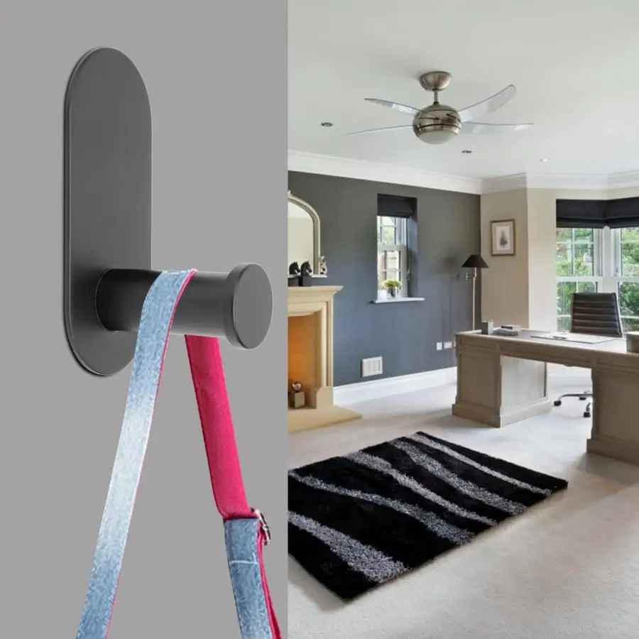 

Stainless Steel Clothes Organizer Hook Round Kitchen Bathroom Towel Robe Hooks Wall Mounted Punch-free Hanger Balck wall hook